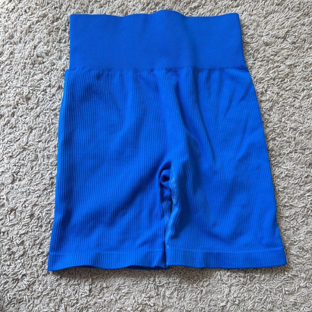 Amazon Blue Bike Shorts High-Rise Moisture-Wicking